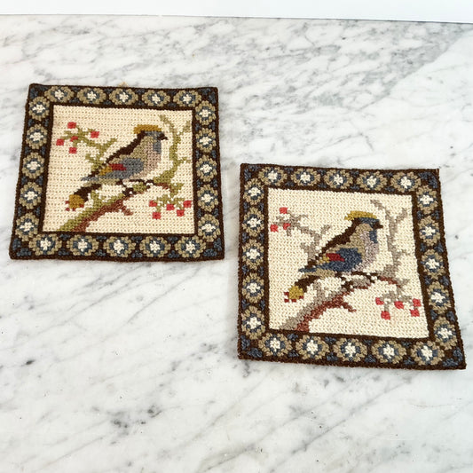 Vintage Swedish Bird Needlepoint Wall Hanging (Choose Style)