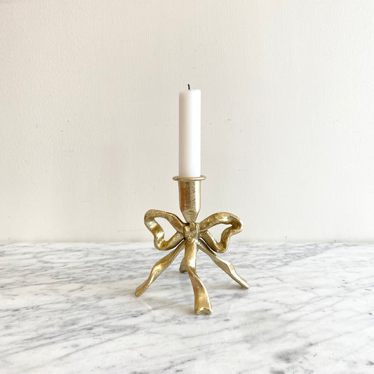 Golden Bow Candle Holder