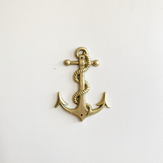 Vintage Brass Anchor Wall Decor, 8.5”