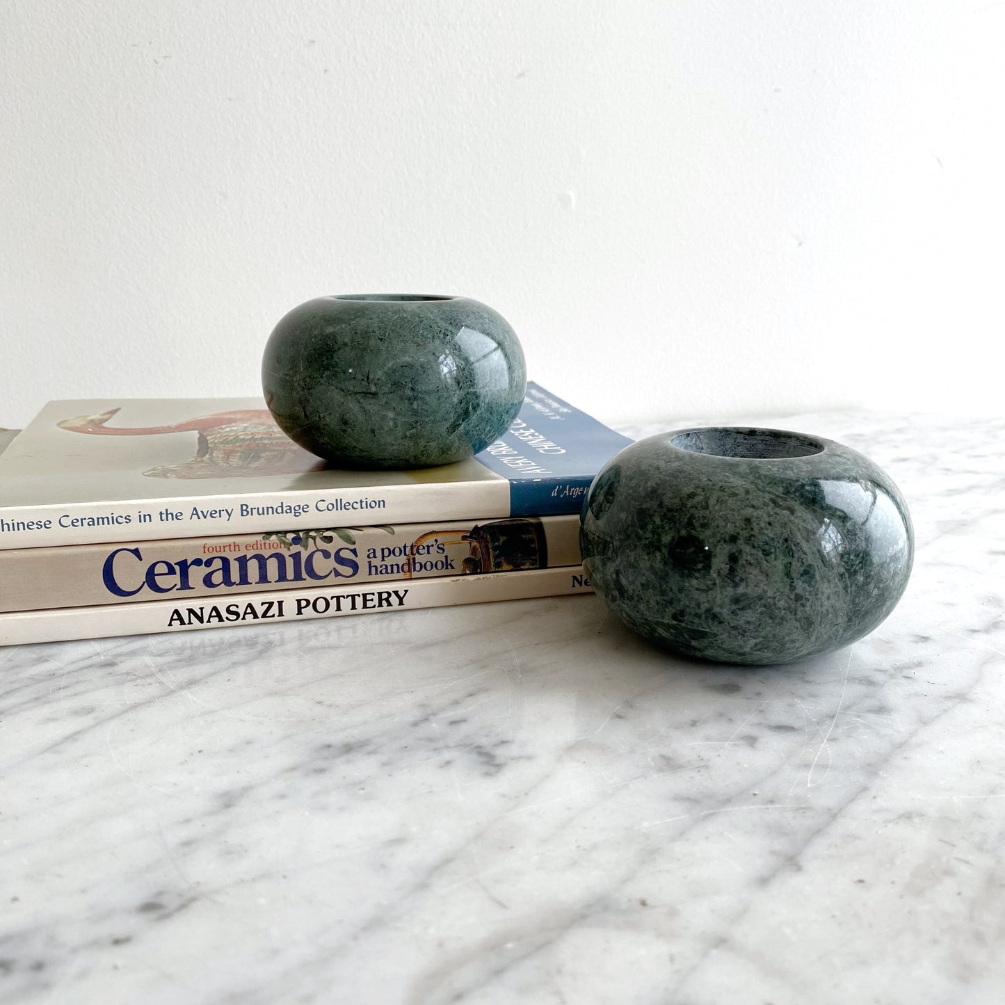 Found Green Marble Tea Light Candle Holder