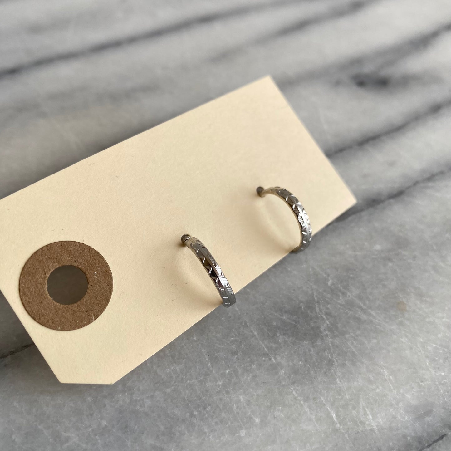 Vintage Etched Silver Hoop Earrings