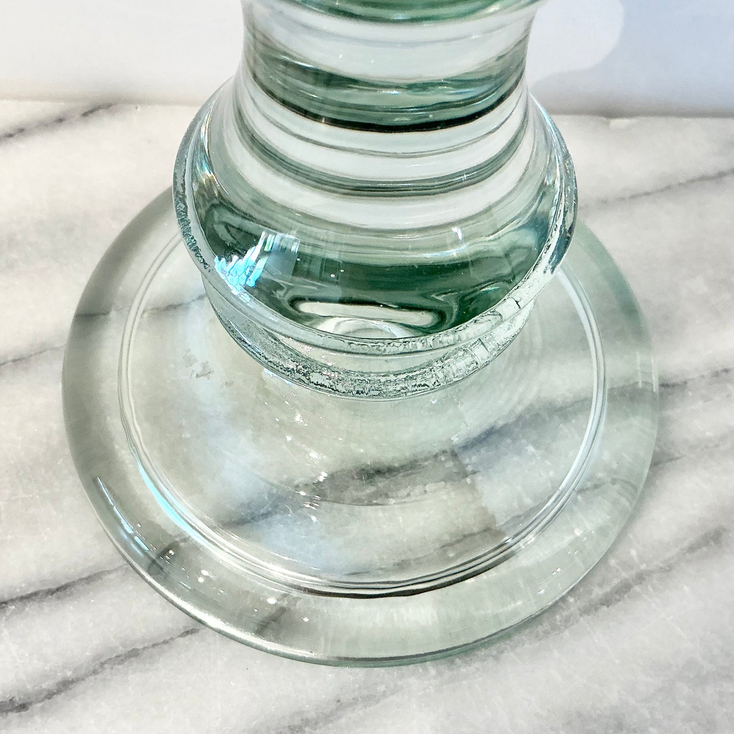 Vintage Dual Green Glass Candle Holder