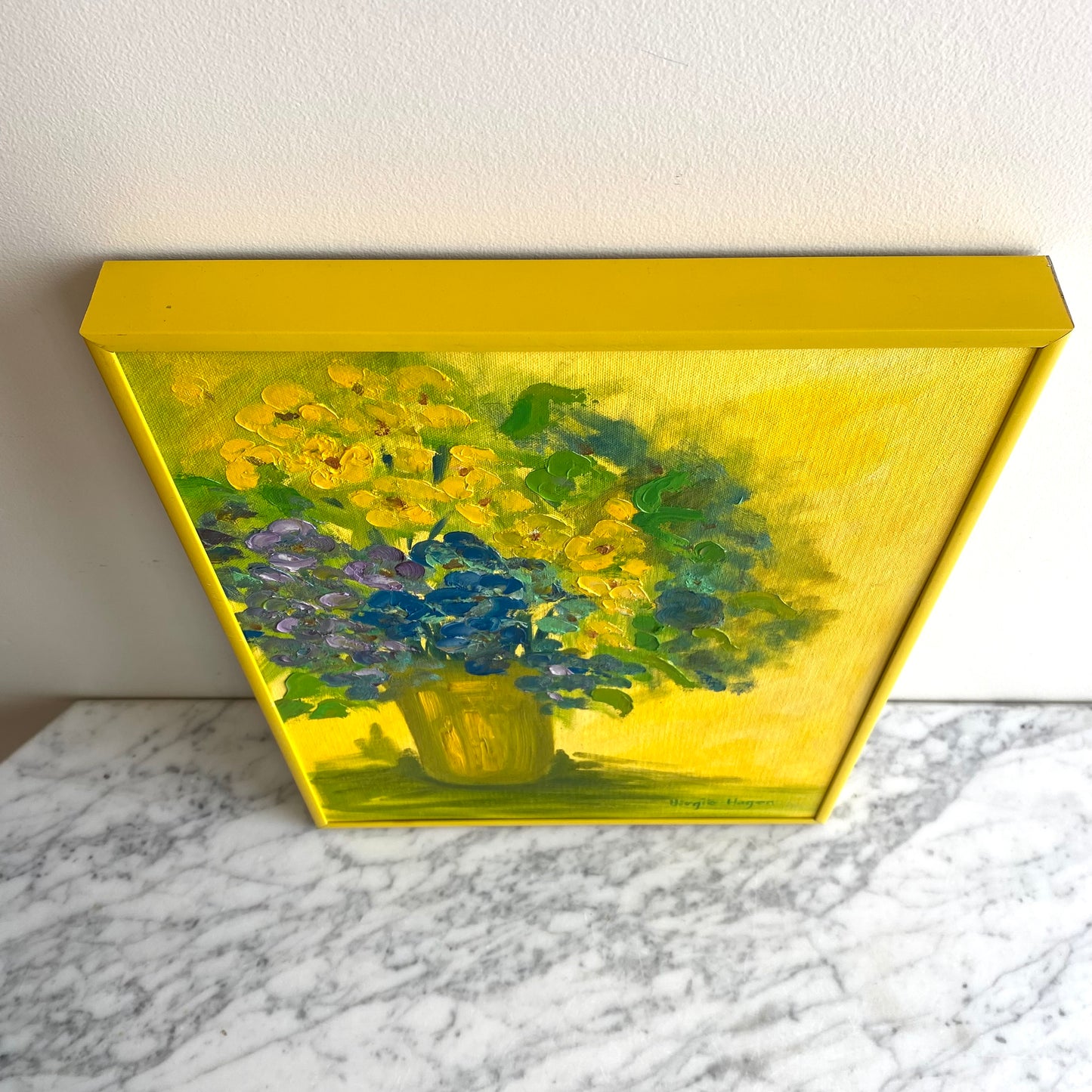 Vintage Original Yellow Flower Painting, Circa 1978