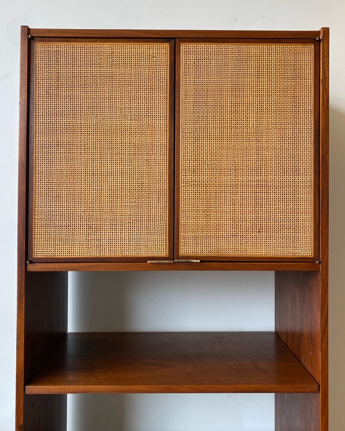 Jack Cartwright for Founders Walnut + Cane Cabinet, circa 1960
