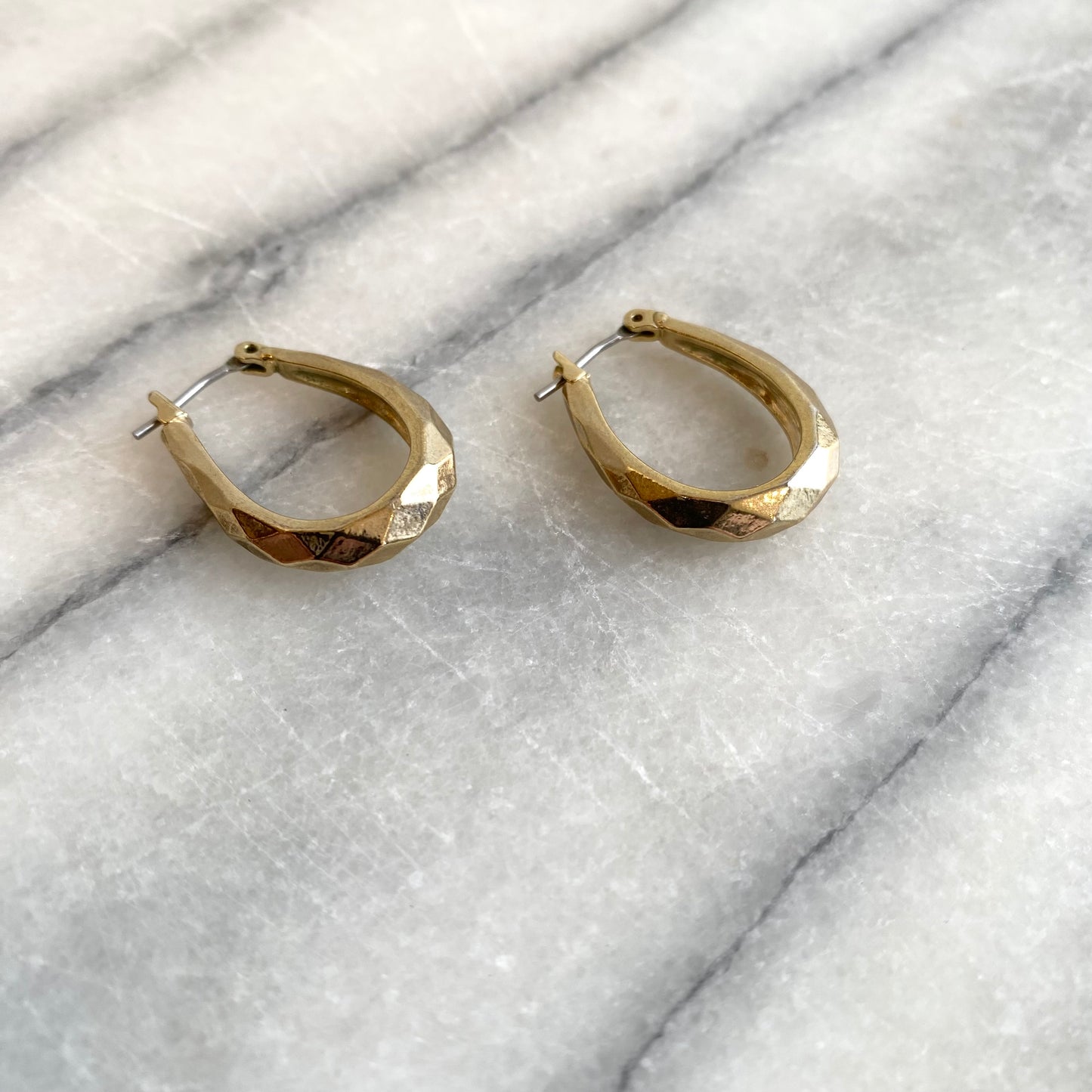 Vintage Golden Faceted Horseshoe Earrings