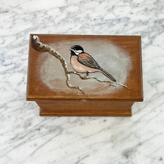 Vintage Hand Painted Wooden Bird Box