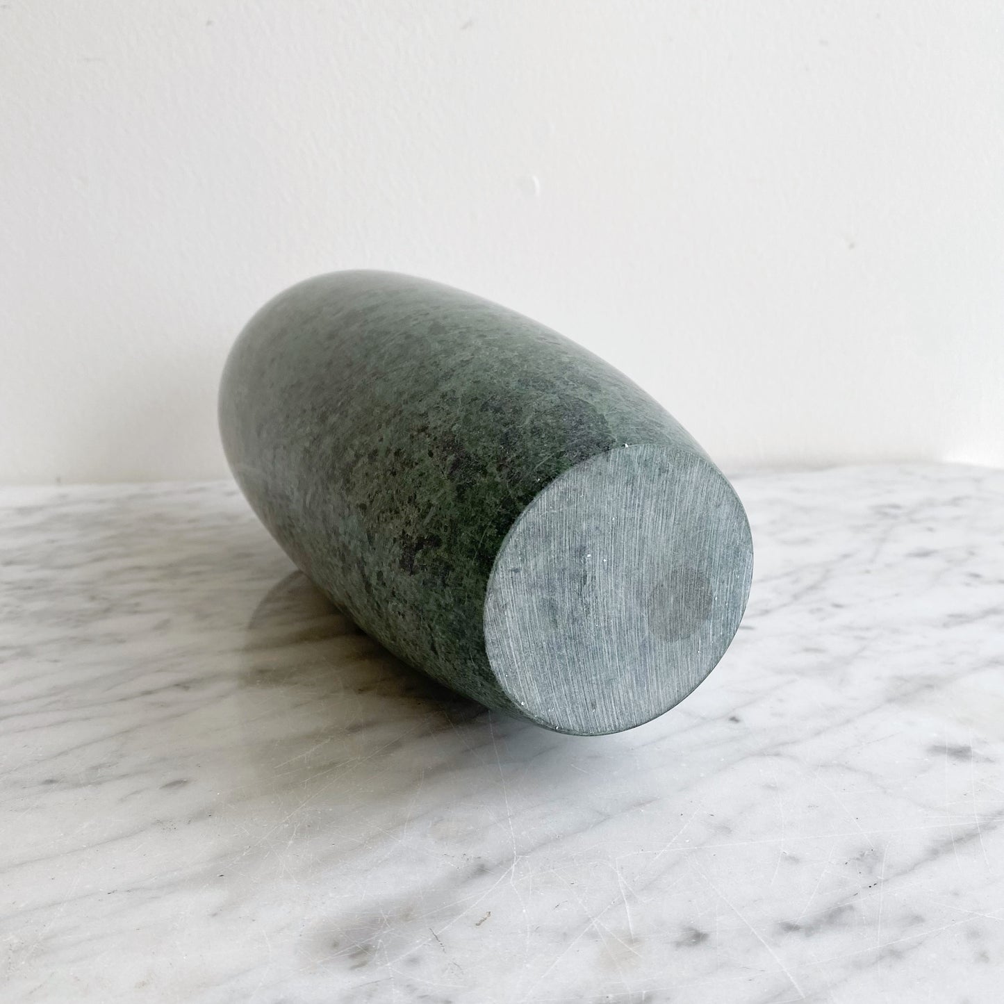 Vintage Green Marble Vase, 9"