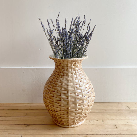 XL Ceramic Vase with Woven Texture, 13"