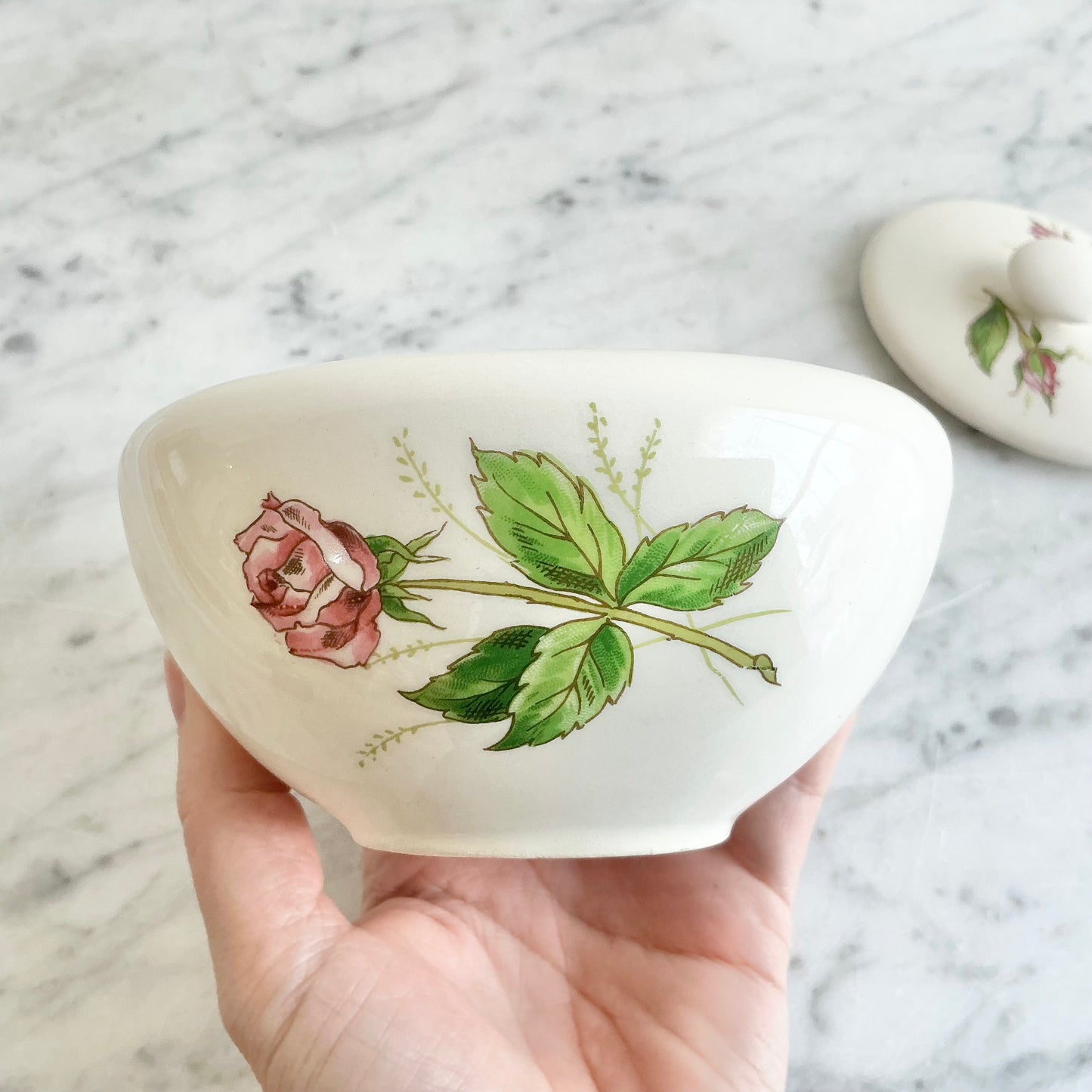 Vintage “Tea Rose” Sugar Bowl with Lid