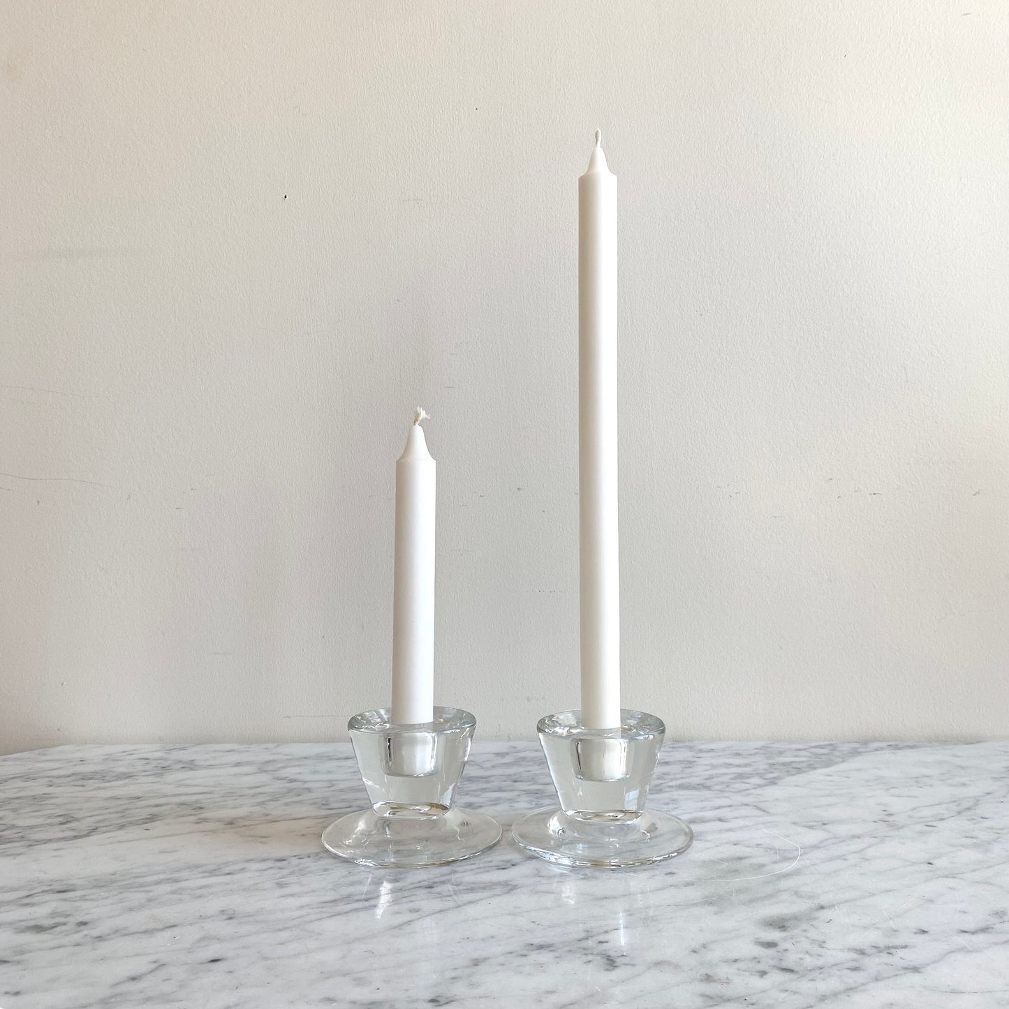 Pair of Vintage Mod Glass Candle Holders