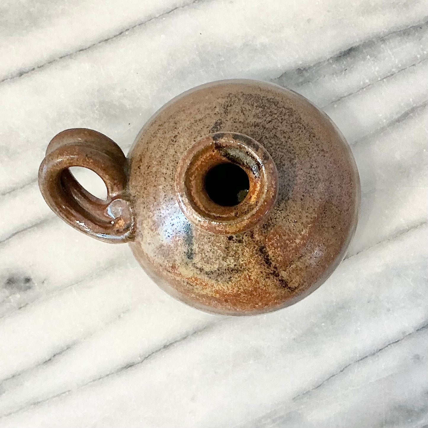 Small Vintage Bud Vase with Curly-Q Handle