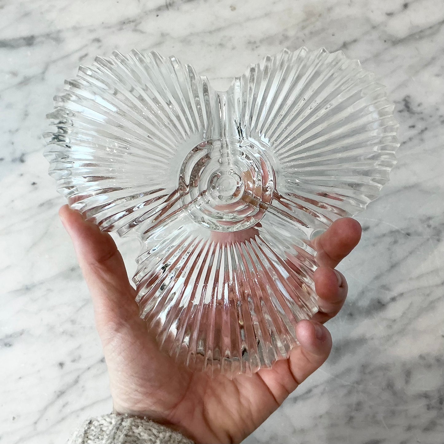 Vintage Glass Seashell Trio Dish