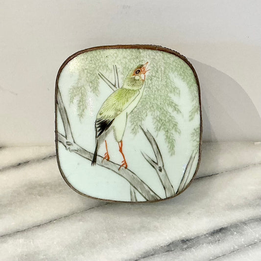 Vintage Porcelain Shard Box with Bird