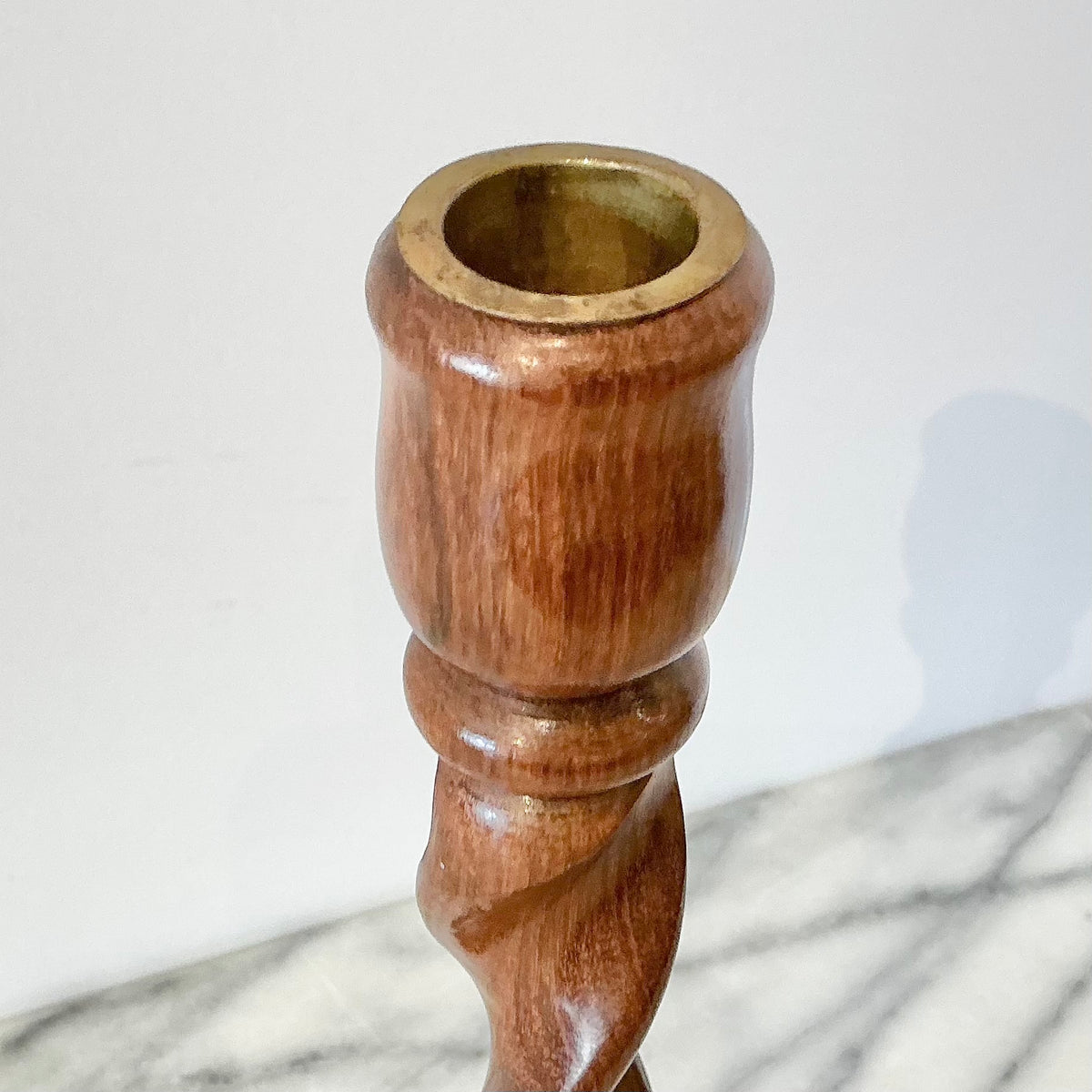 Vintage Spiral Wooden Candle Holder