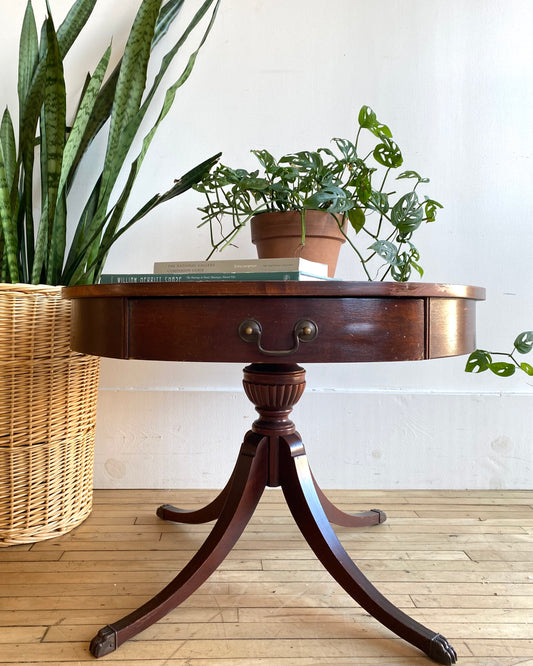 Antique Mahogany Drum Side Table