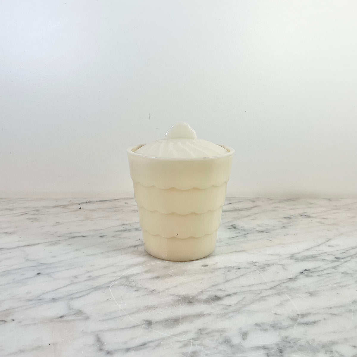 Vintage Ivory Glass Container