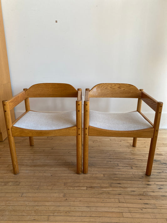 Pair of Vintage Oak Armchairs by Thonet