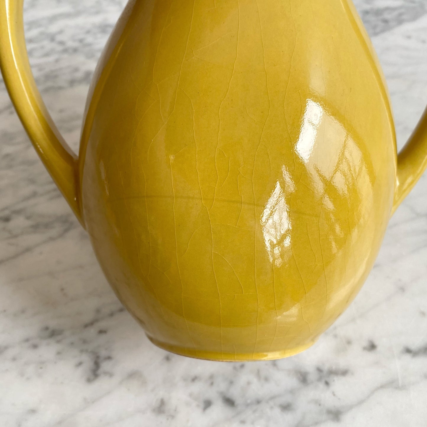 Vintage Yellow Double-Handled Ceramic Vase, Portugal