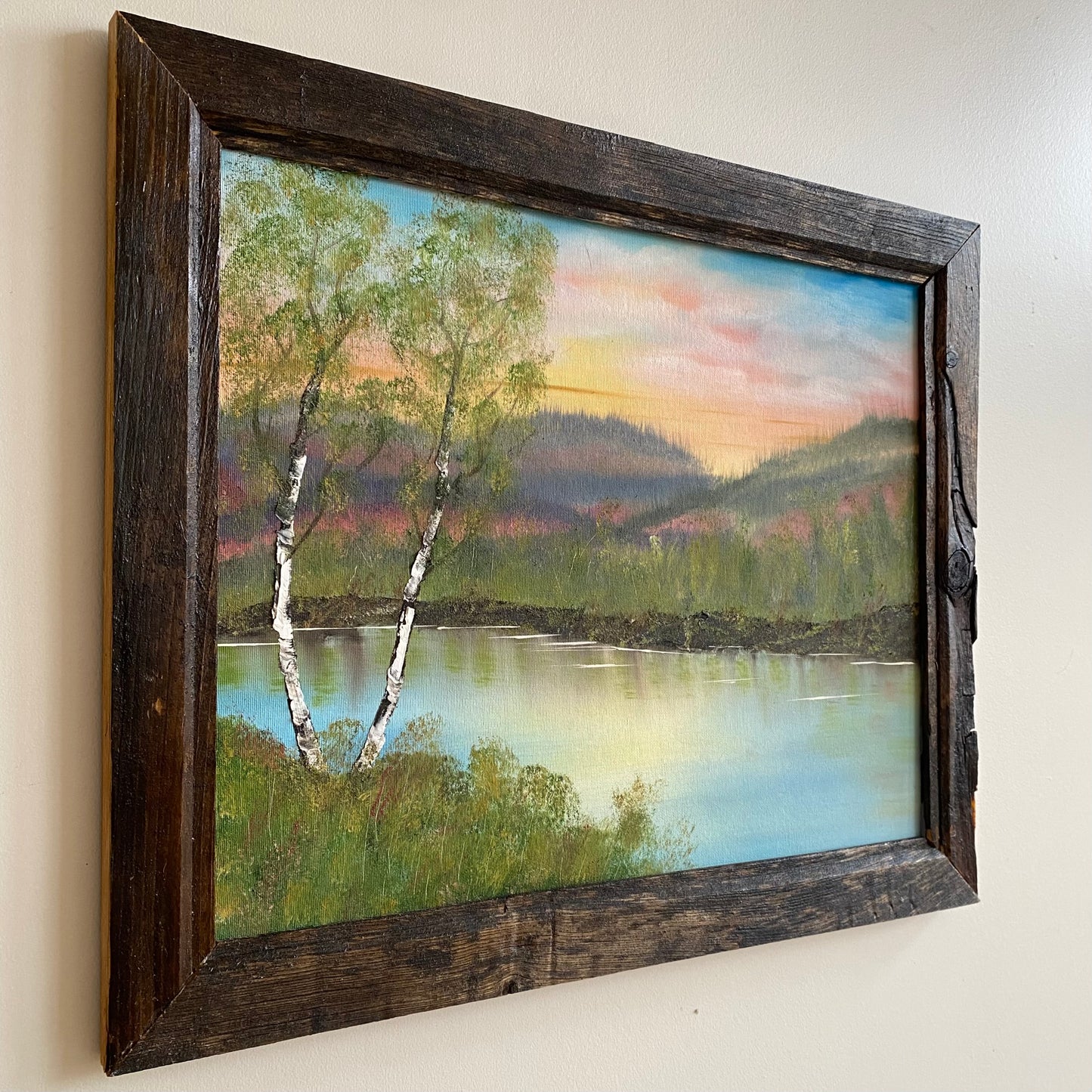 Found Framed Landscape Painting, Summer Scene