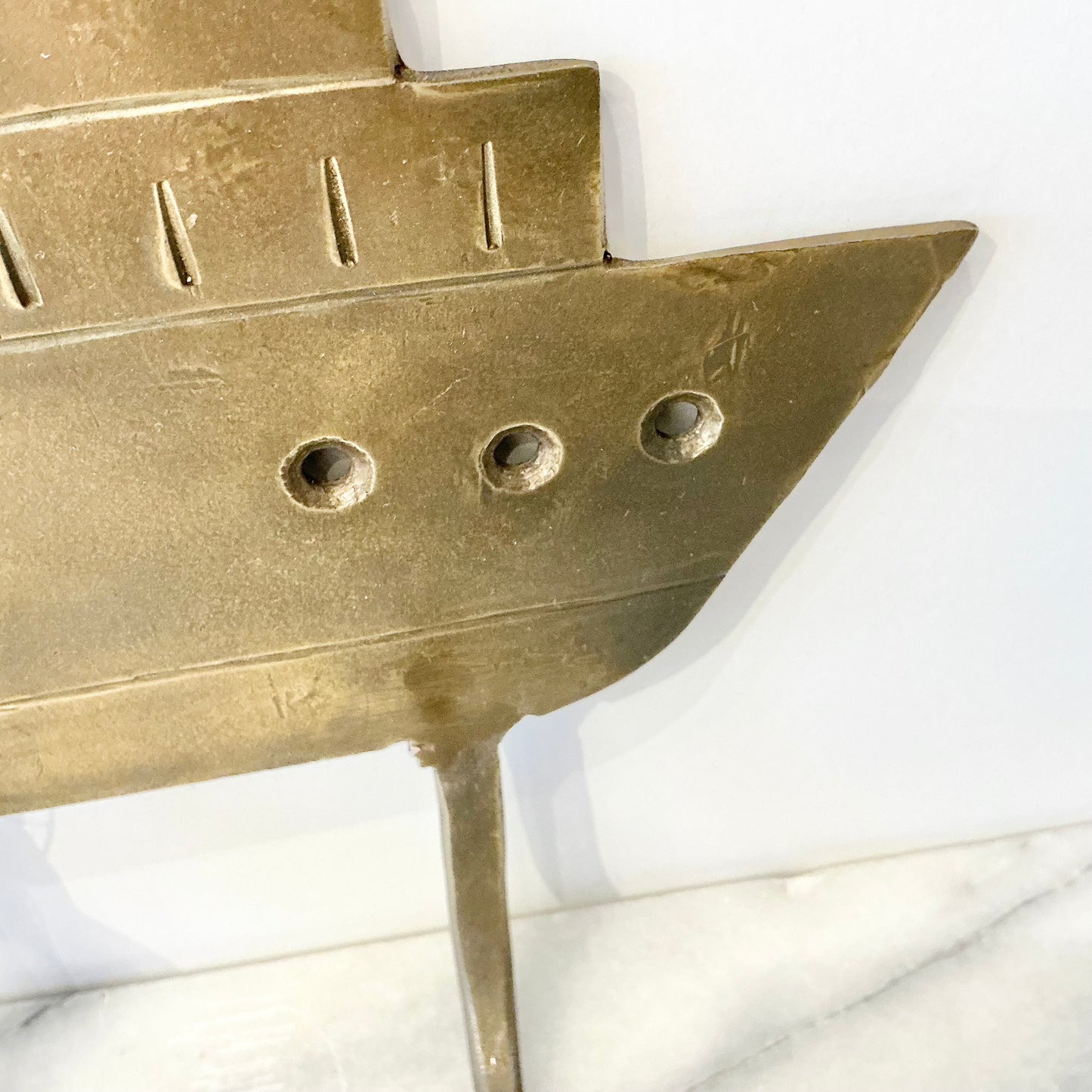 Vintage Brass Ship with Double Hooks