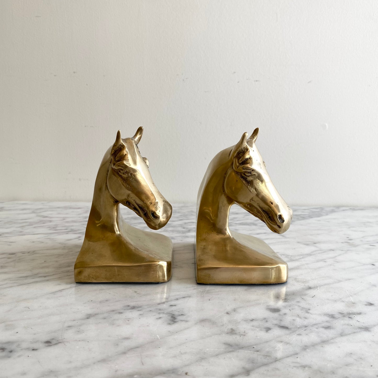 Vintage Brass Horse Bust Bookends