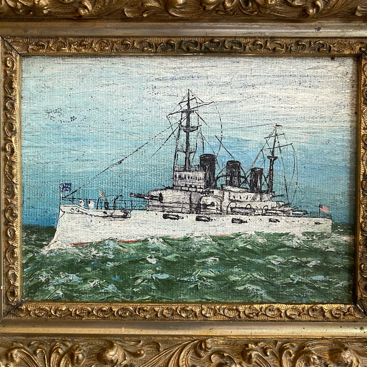 Original Antique Framed Ship Painting (NAUTICAL COLLECTION)