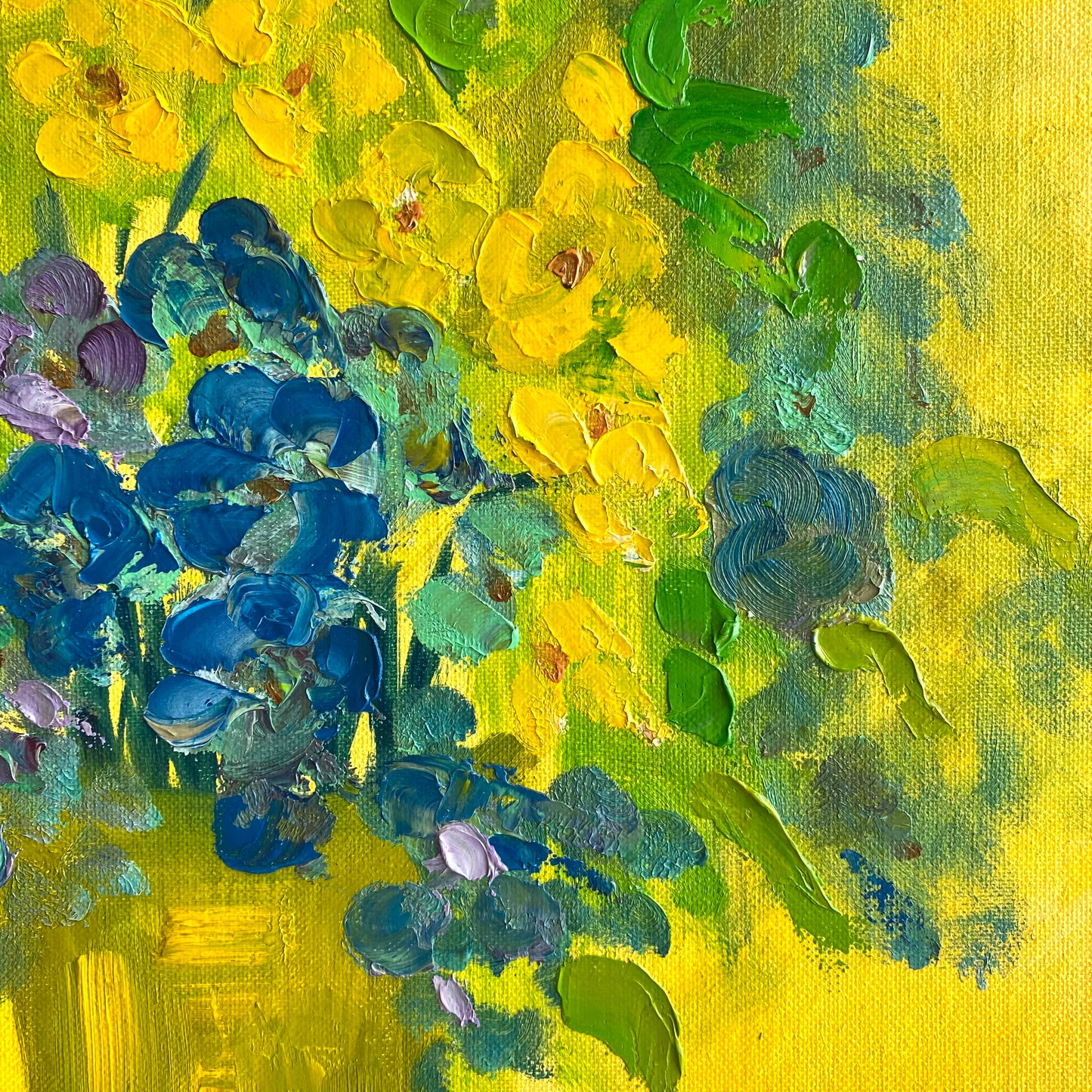Vintage Original Yellow Flower Painting, Circa 1978