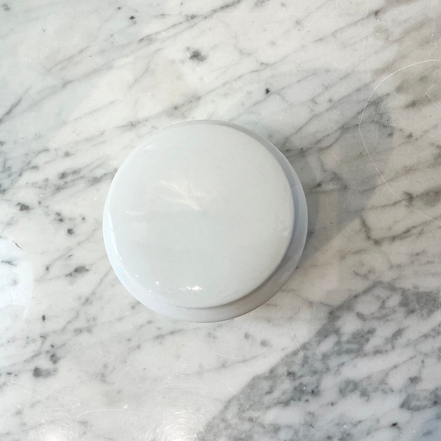 Found White Ceramic Container with Lid