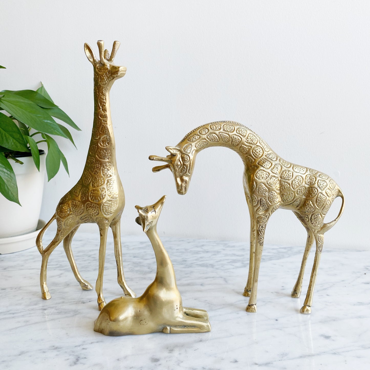 Vintage Sitting Brass Giraffe
