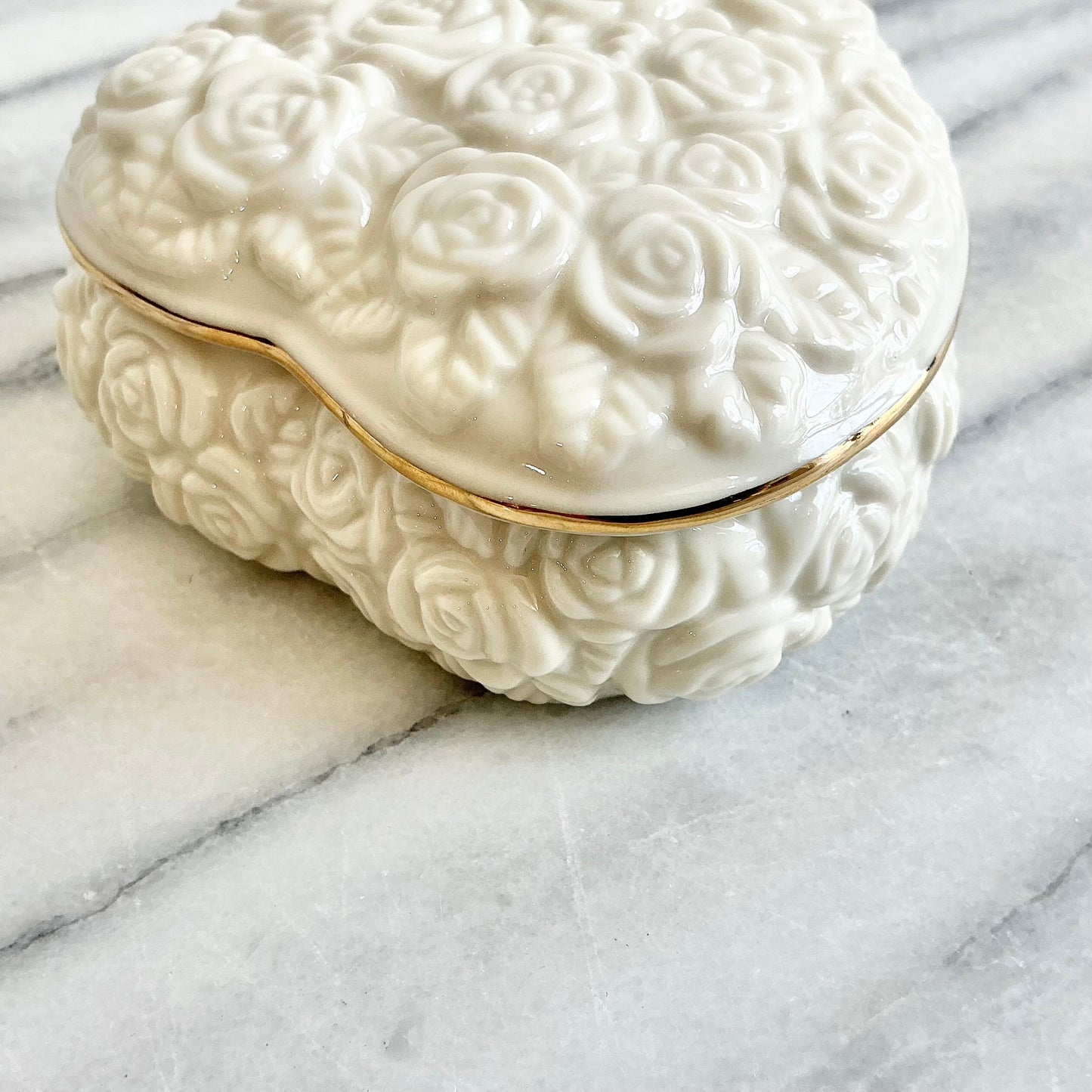 Vintage Porcelain Heart Shaped Box