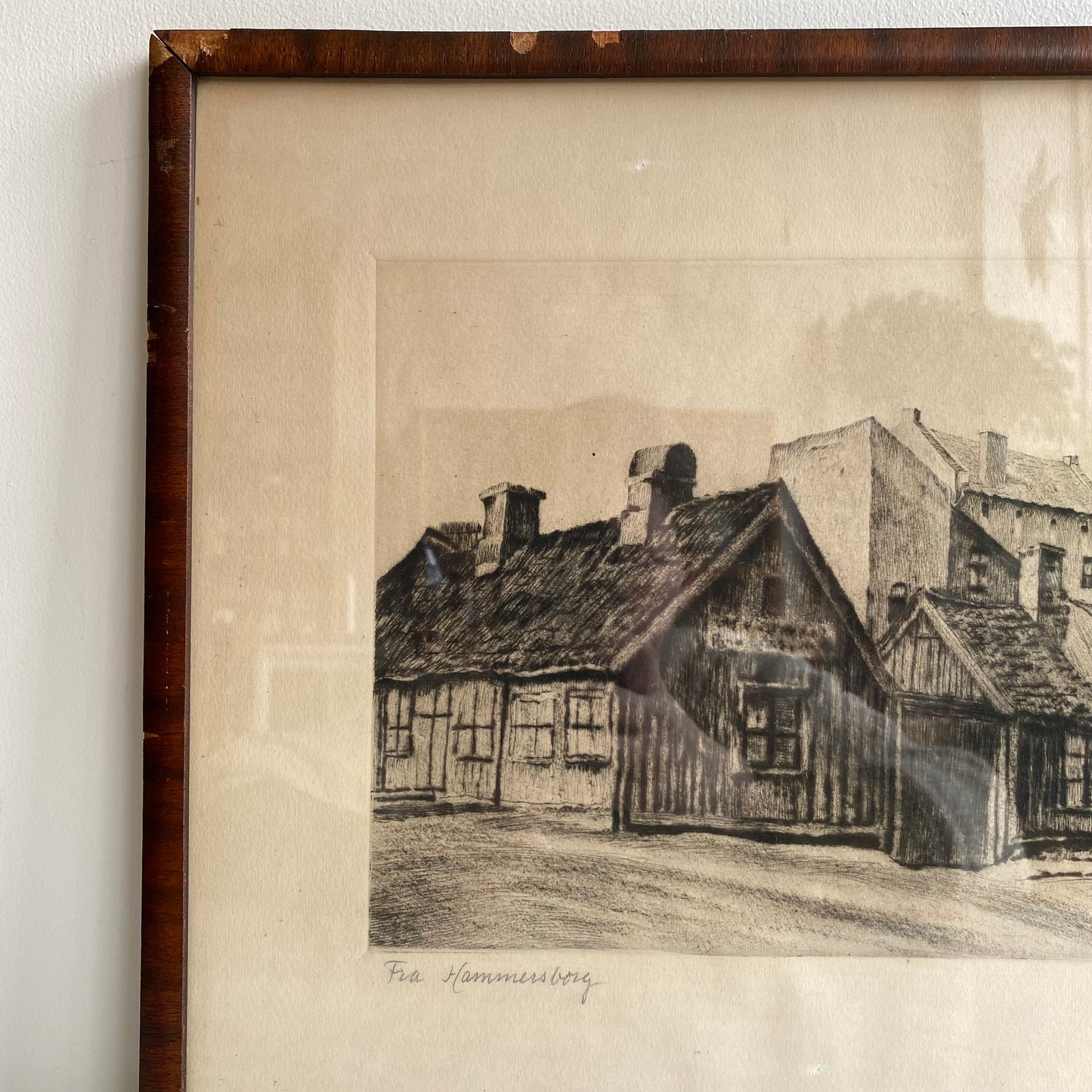 Antique Norwegian Original Print / Etching (13 x 17)