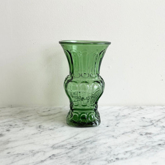 Vintage Emerald Green Glass Flower Vase