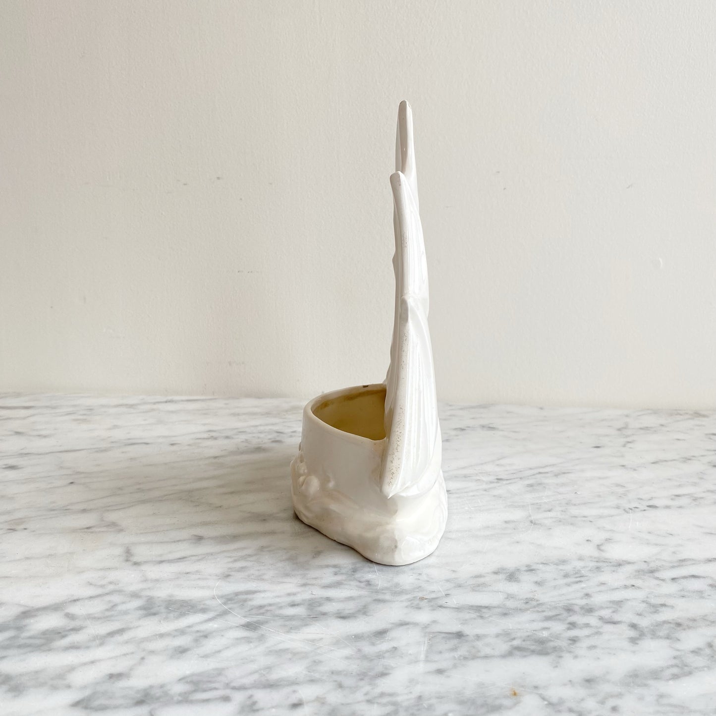 Vintage White Ceramic Sailboat Planter