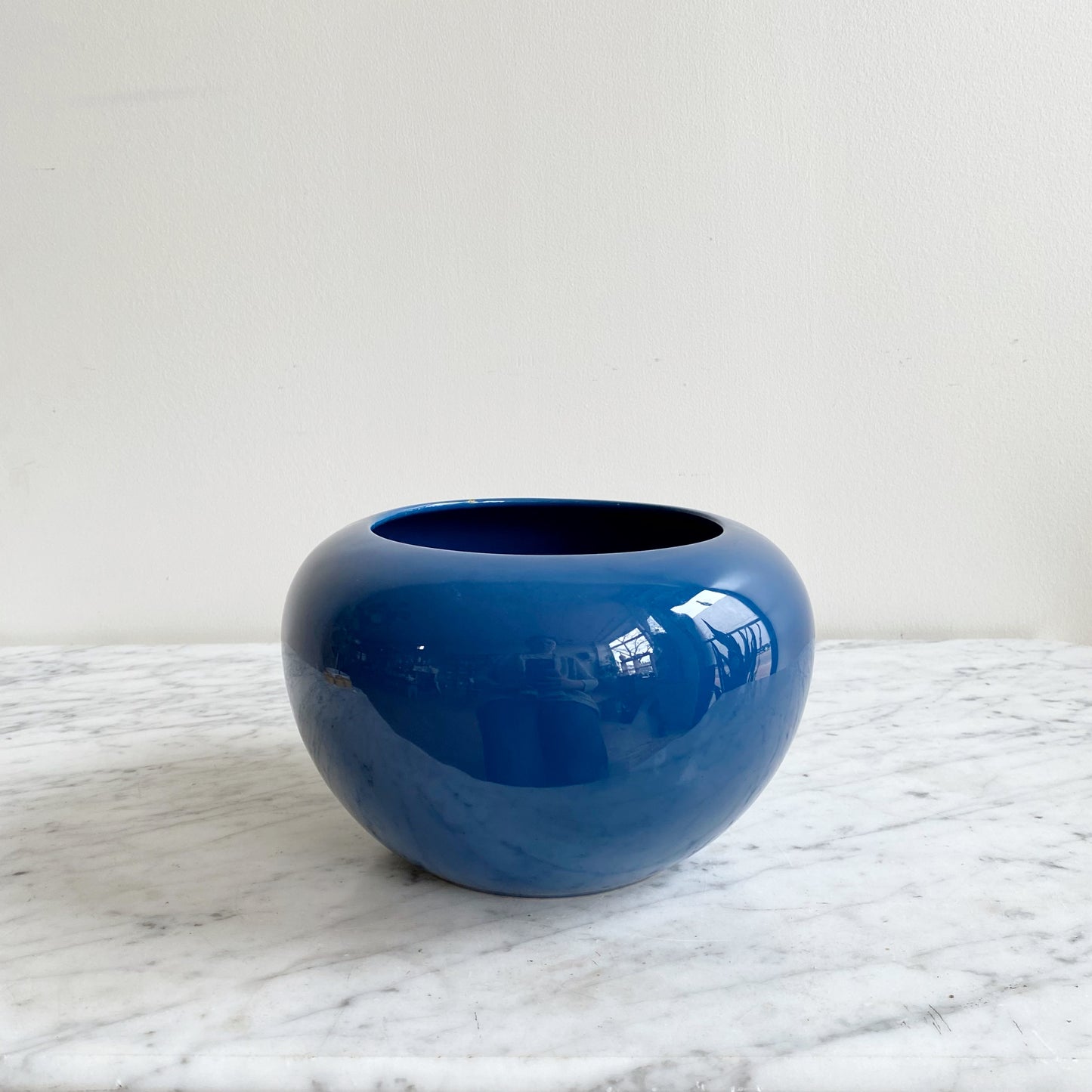 Vintage Blue Ceramic Planter, Italy