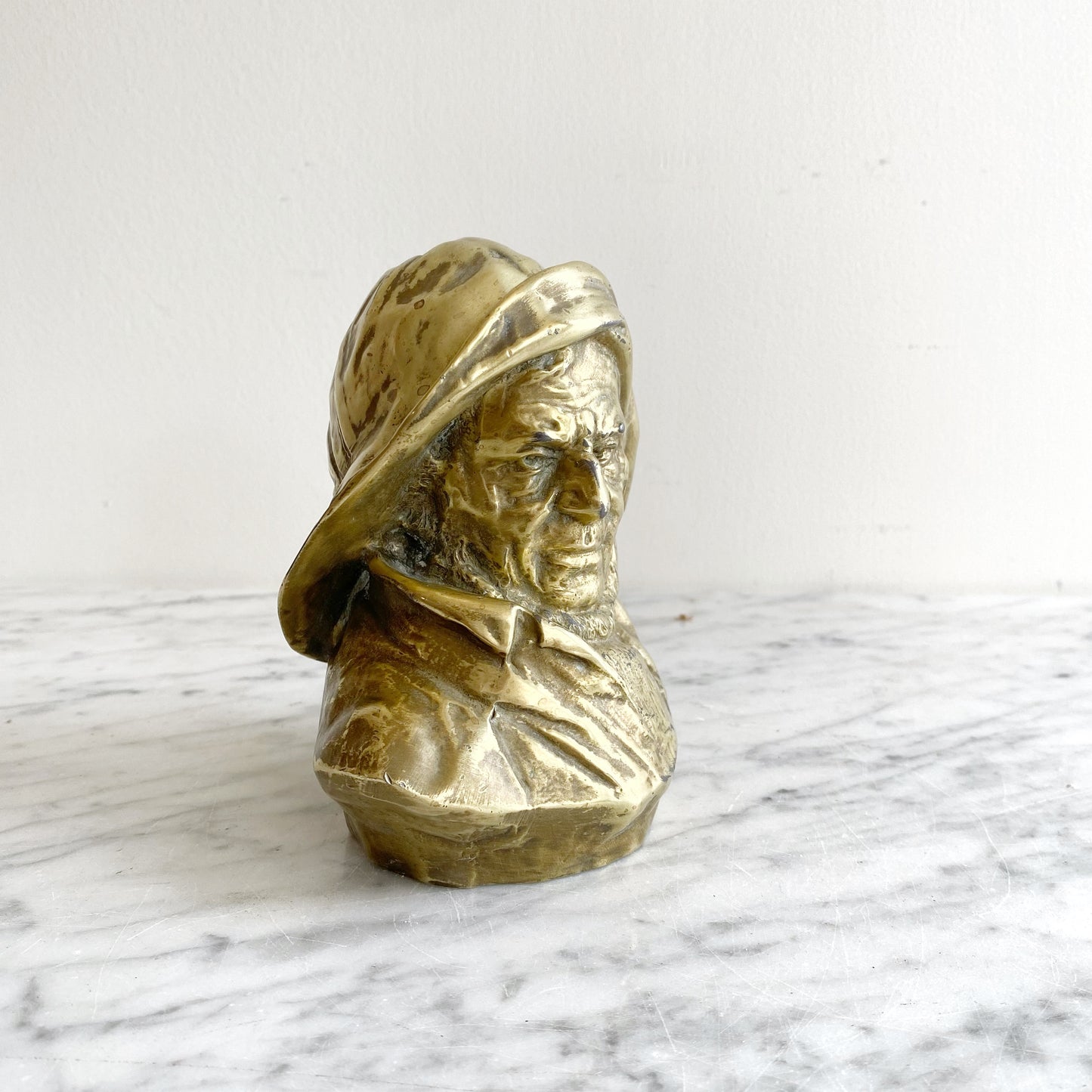 Vintage Brass Fisherman / Sea Captain Bust, 5.5" (NAUTICAL COLLECTION)