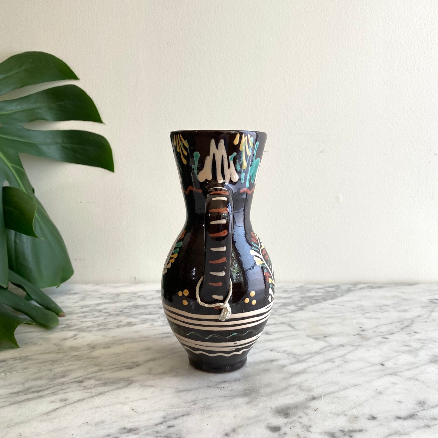 Vintage Hungarian Folk Art Pitcher, 8"