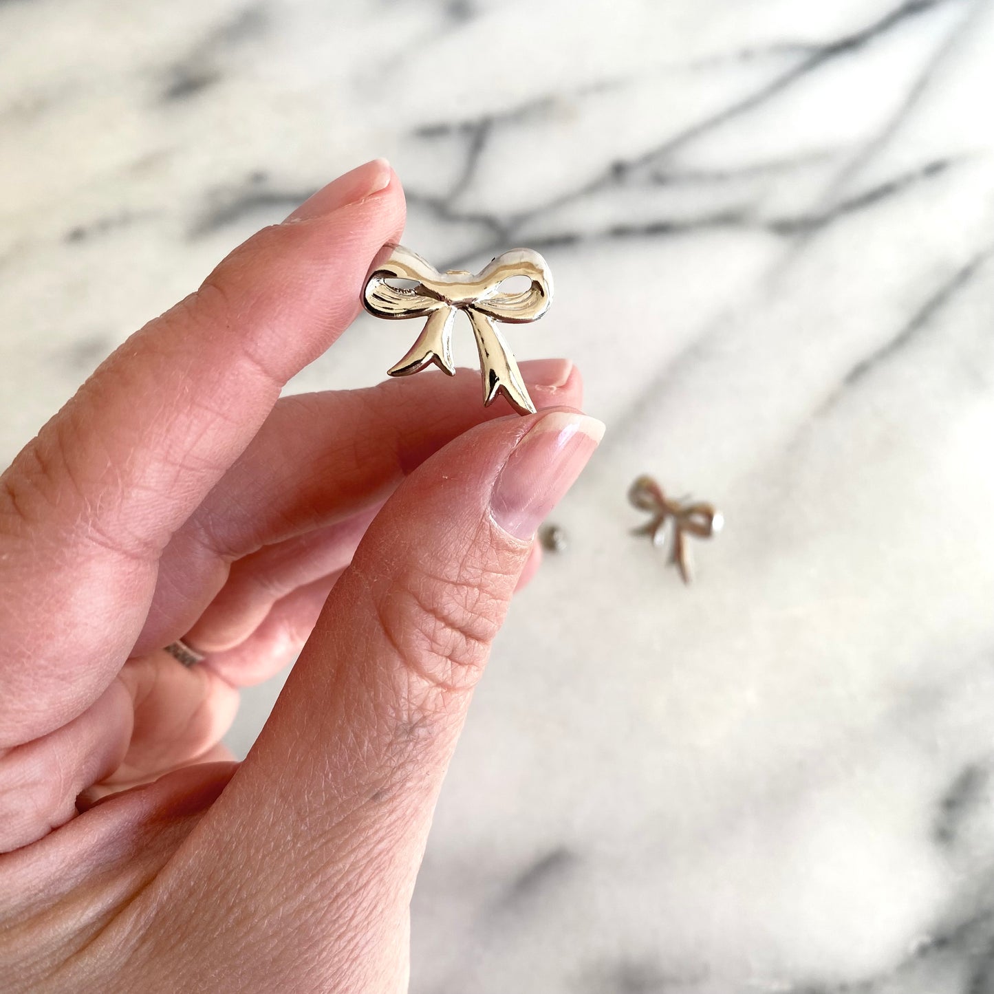 Large Vintage Silver Bow Earrings