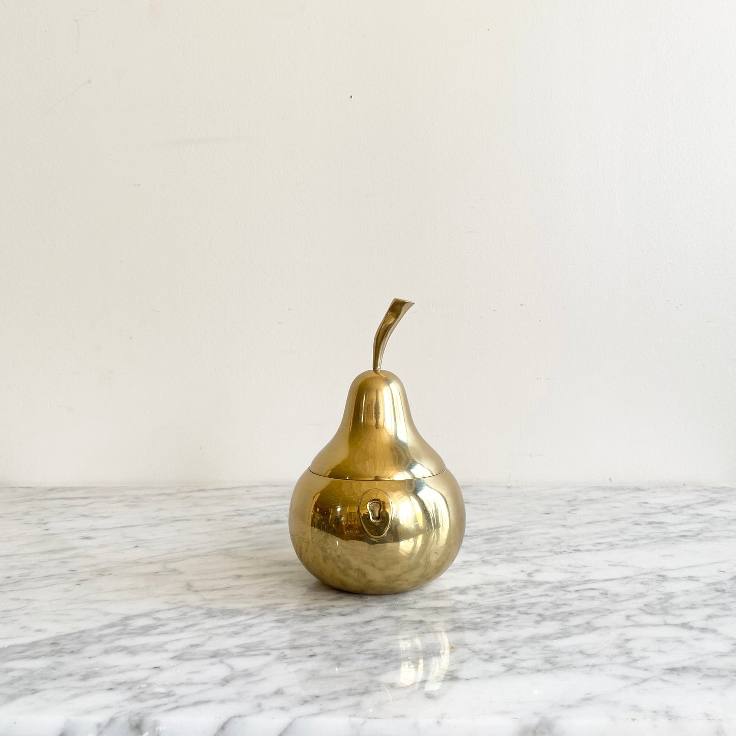 Large Vintage Brass Pear Container