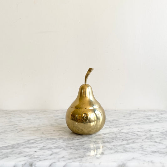 Large Vintage Brass Pear Container