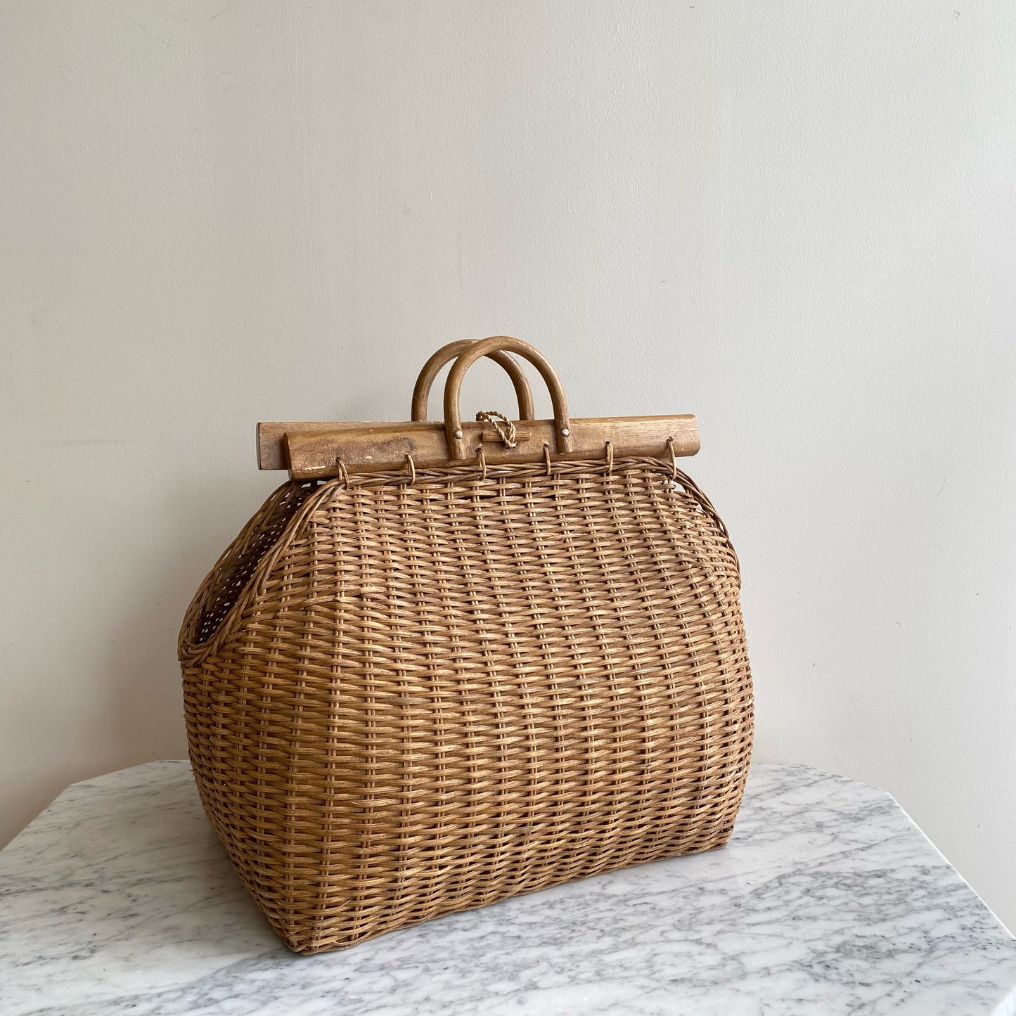 Vintage XL Wicker Tote Bag