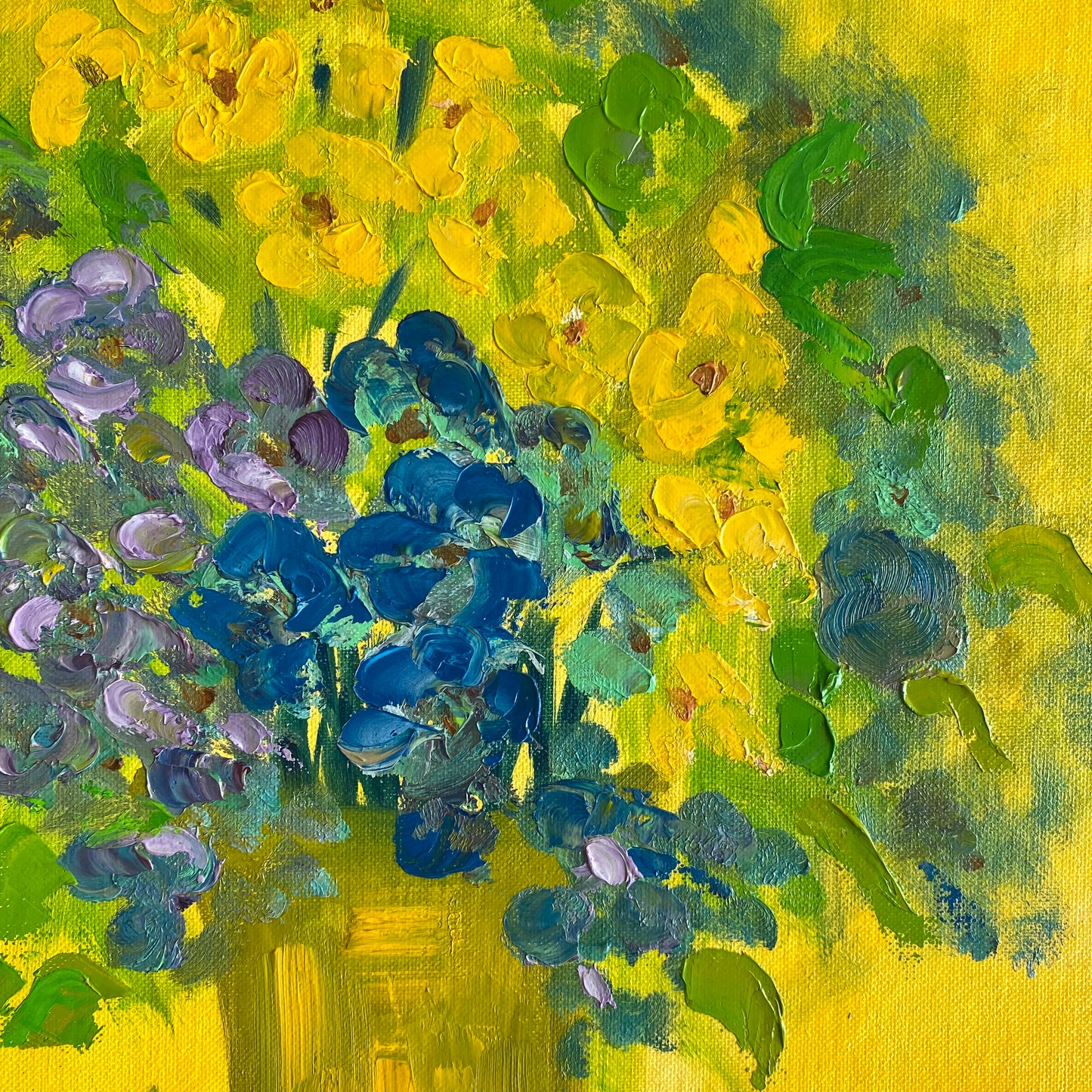 Vintage Original Yellow Flower Painting, Circa 1978