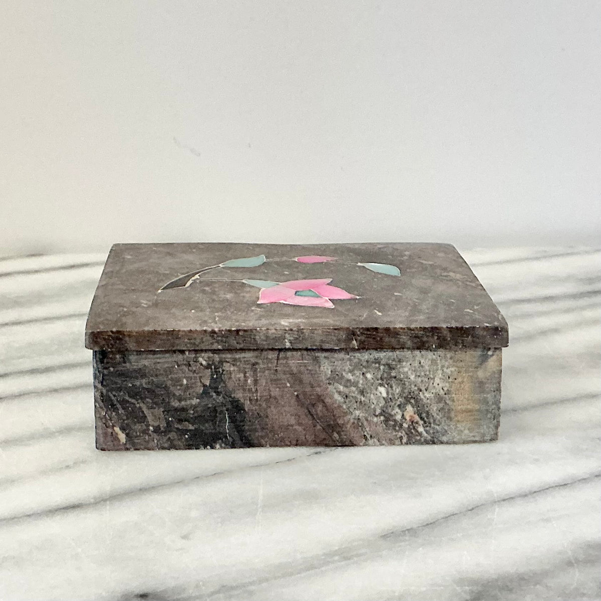 Vintage Stone Box with Inlay