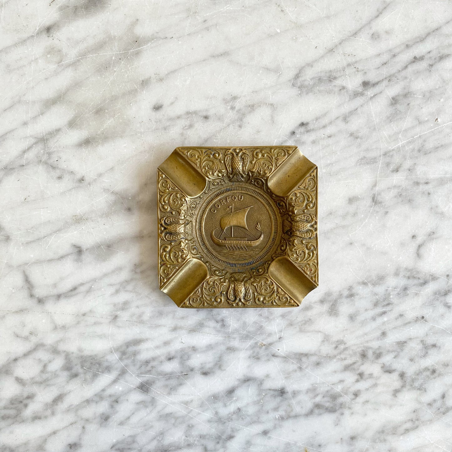 Vintage Brass Ashtray, Corfu Greece (NAUTICAL COLLECTION)