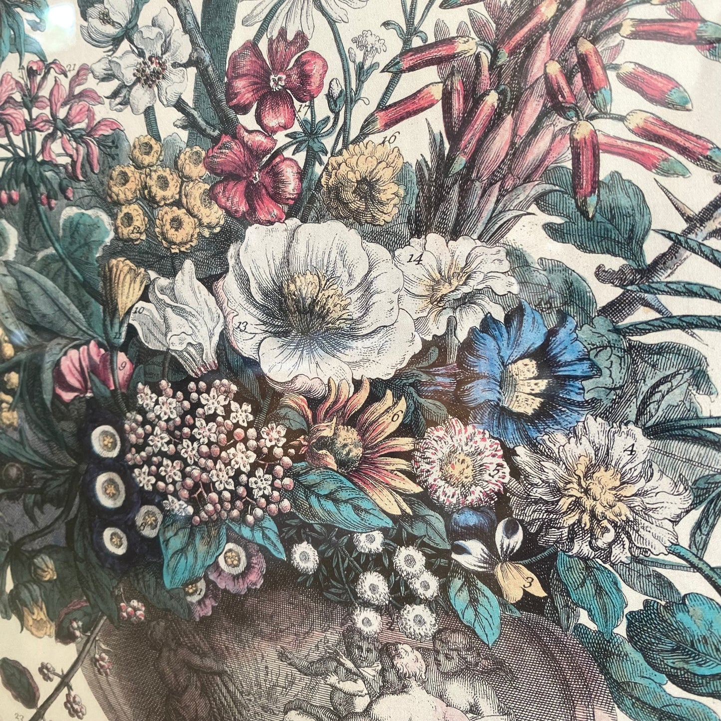 Vintage Framed “December” Flowers Print