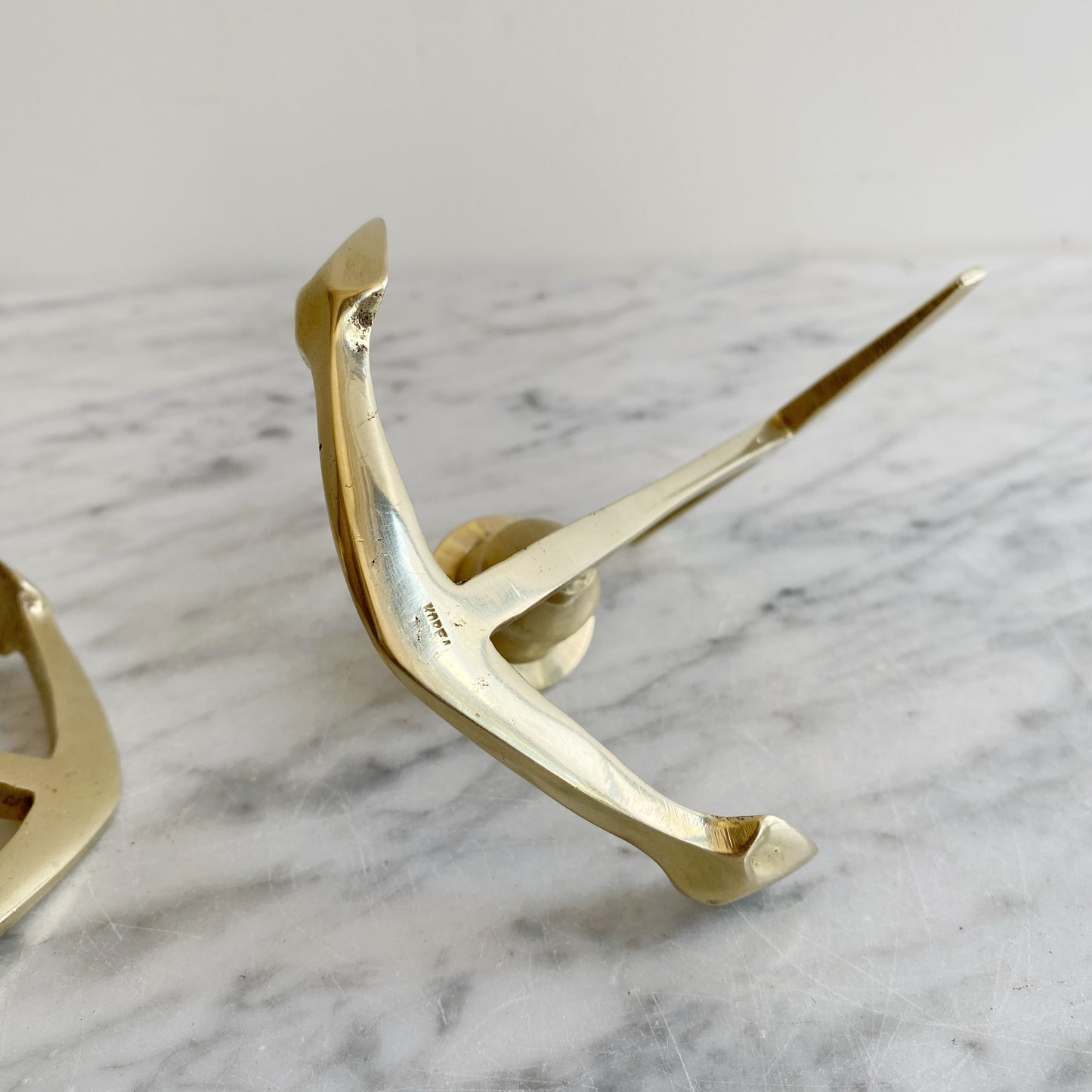 Pair of Vintage Brass Anchor Candle Holders (NAUTICAL COLLECTION)