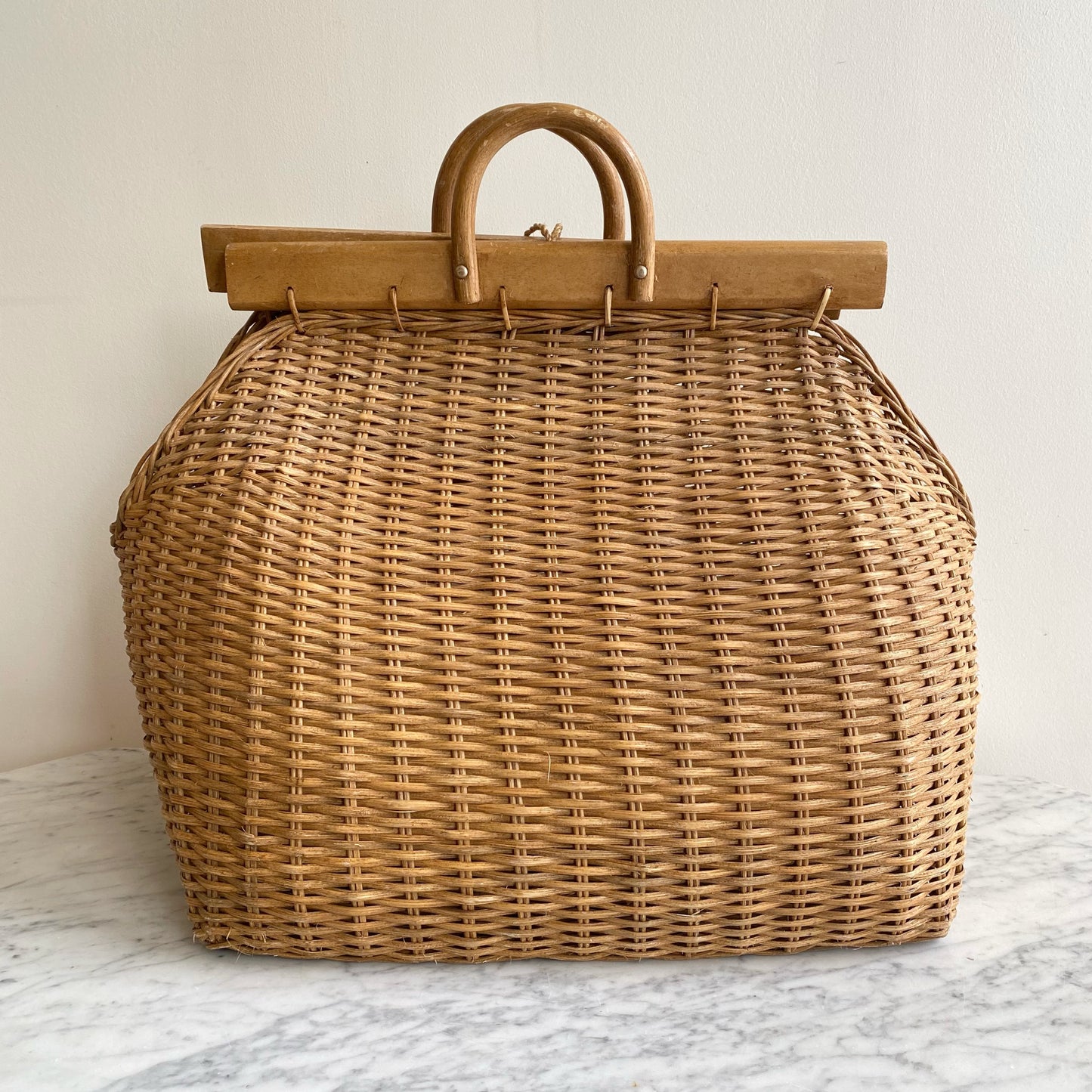 Vintage XL Wicker Tote Bag