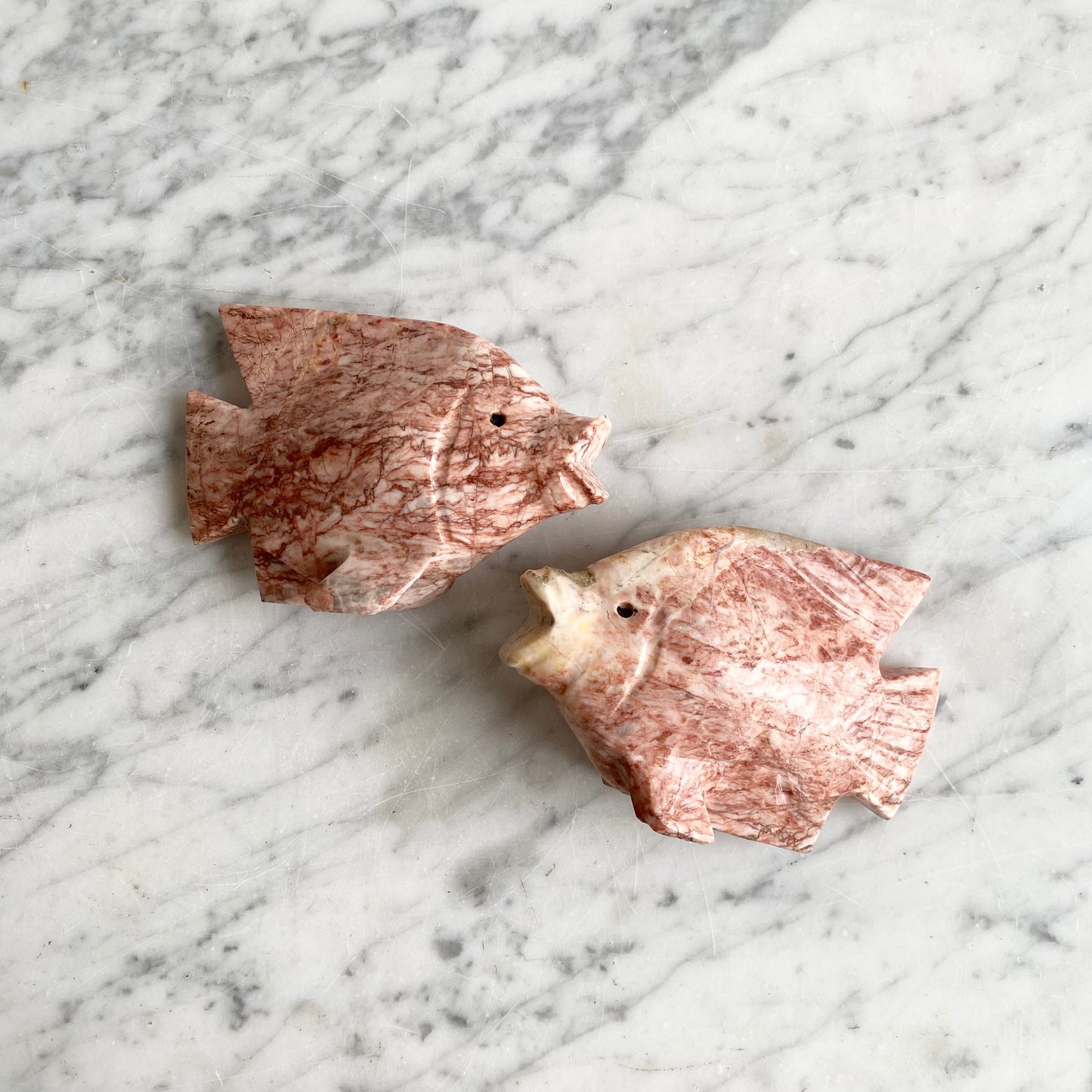 Pair of Vintage Pink Marble Fish