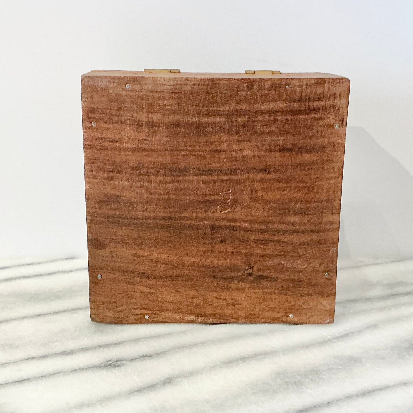 Vintage Carved Wooden Box with Inlay