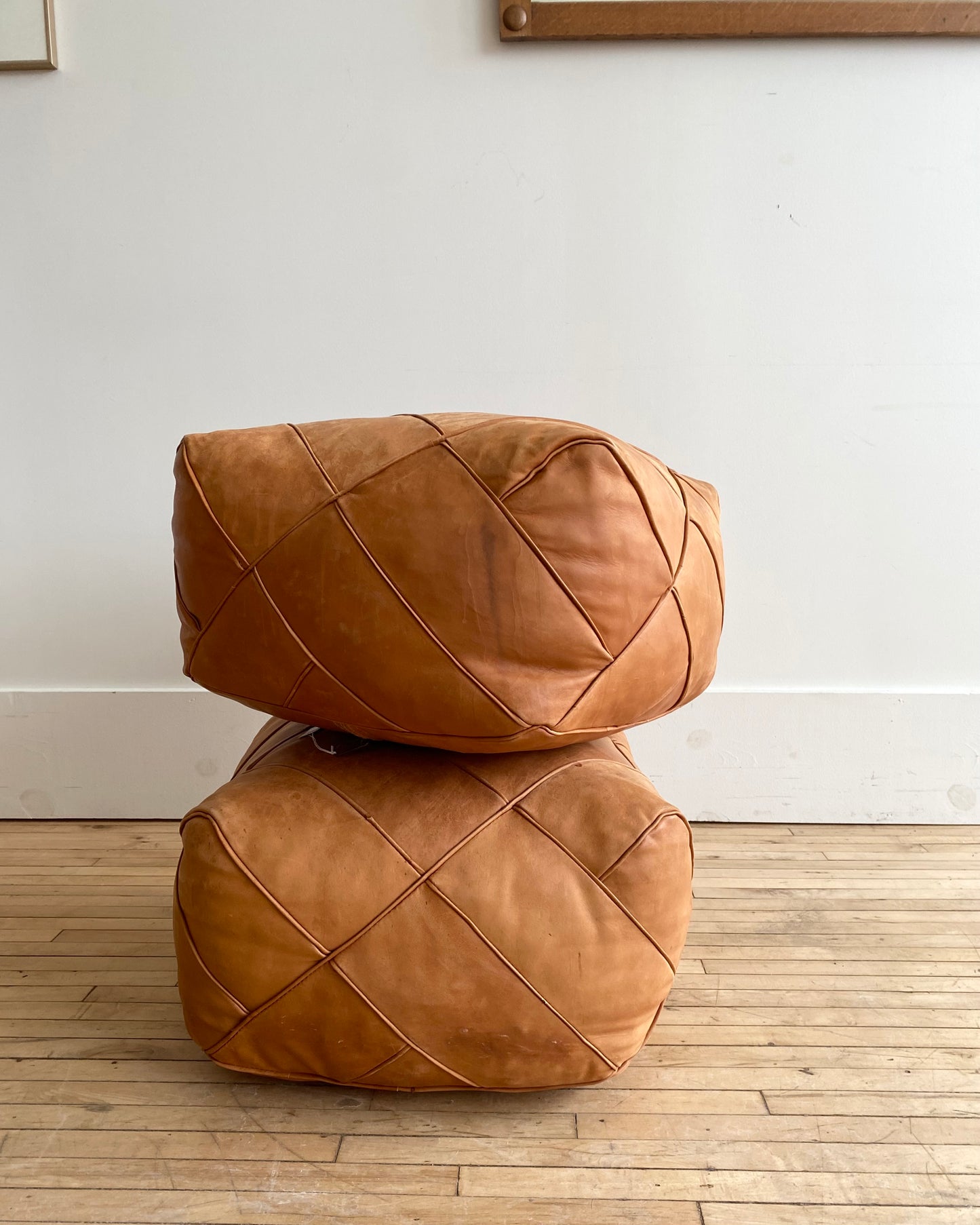 Found Leather Pouf