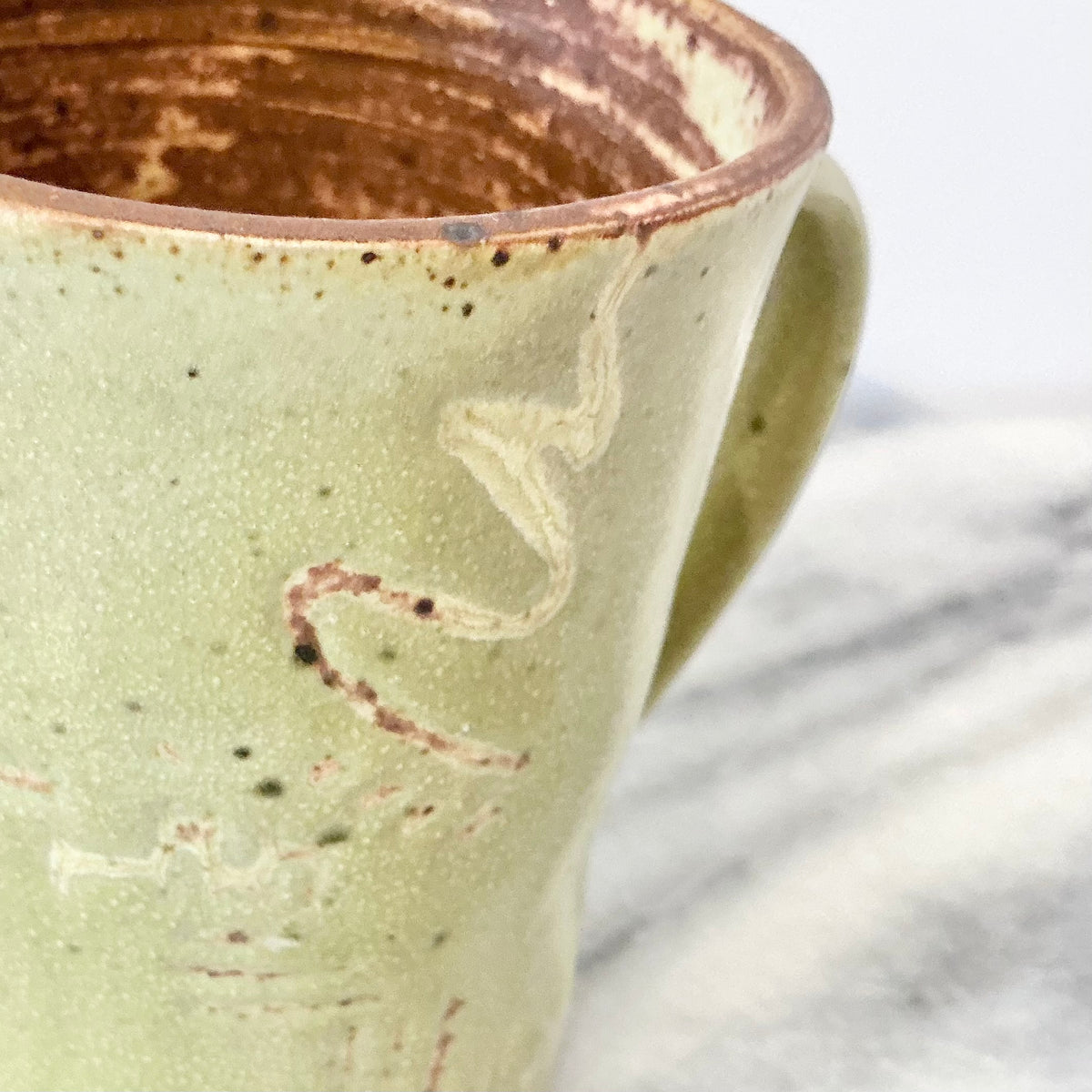 Vintage Funky Chartreuse Pottery Mug